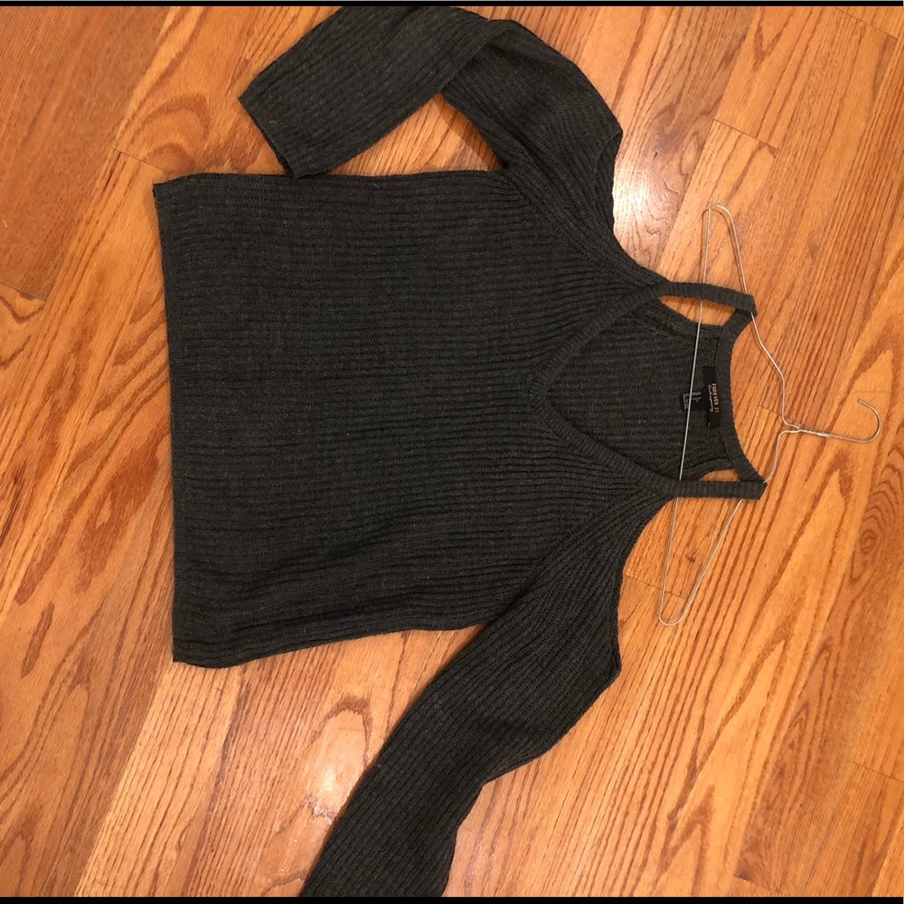 Heather grey off the shoulder sweater